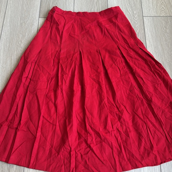 Vintage Lowell & Whitney Red Pleated Wool Skirt - Picture 7 of 9